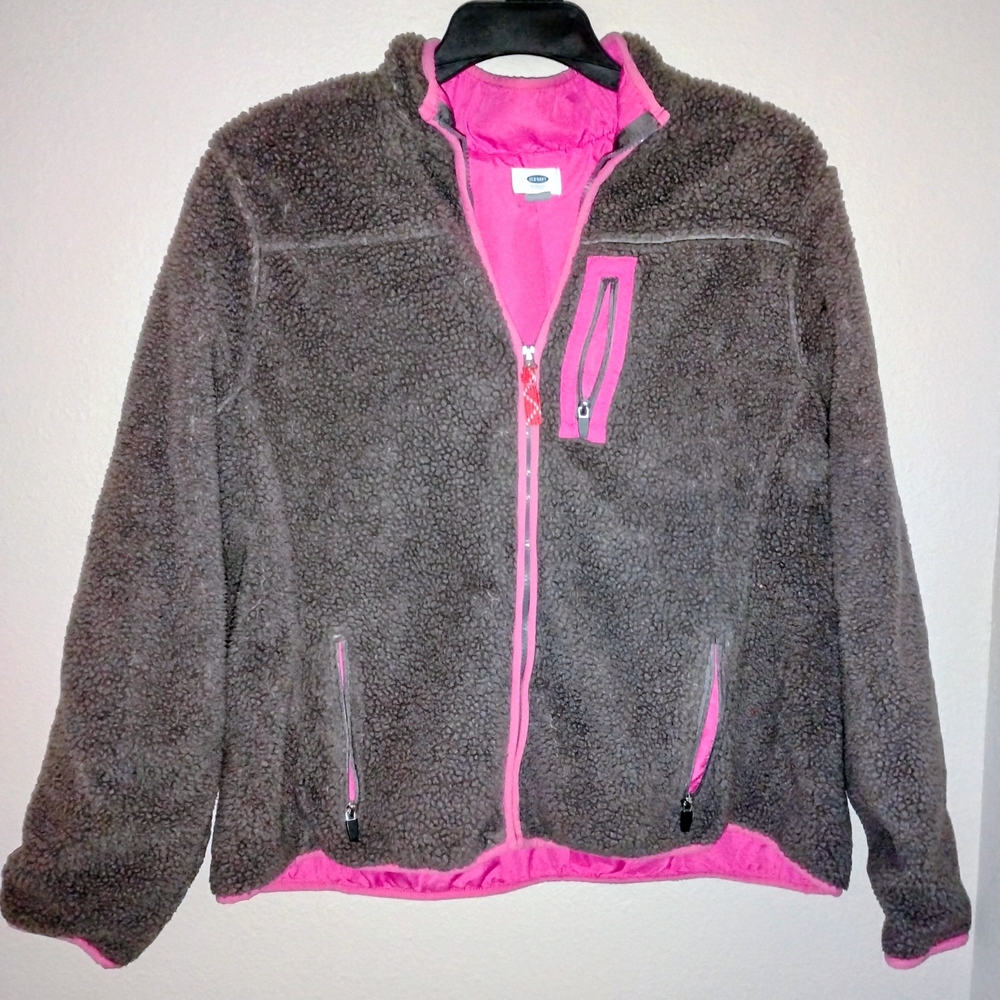 Old Navy Pink and Brown Fleece Jacket